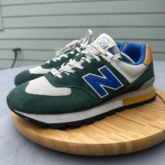 New Balance Green Suede Sneakers with Yellow and Blue Accents - Picture 4 of 9